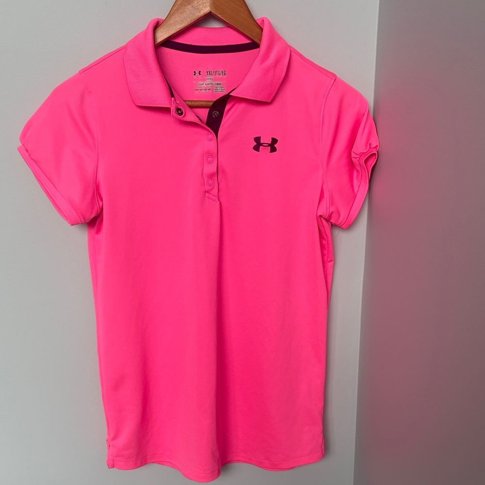 Under Armour Girls Bright Pink Polo
